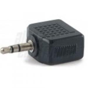 Adattatore audio da spina jack &#216;3,5mm stereo a 2 prese jack &#216;3,5mm stereo in pvc colore nero 70-120