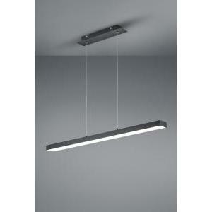 Agano sospensione led rettangolare metallo nero satinato con dimmer a scatto interruttore 4 intensita' e variazione luce calda-fredda con touch l.100cm, h.150cm r32801132