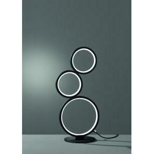 Rondo lampada da tavolo led 3 cerchi metallo nero opaco con varialuce h. 44cm 522610332