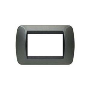Livinglight placca 3 moduli color acciaio scuro cornice nera l4803ac