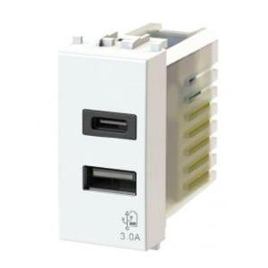 Presa usb con connettore tipo c e tipo a 3.0a gewiss chorus bianco 4b.g10.usb.30