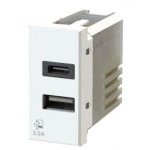 4box presa usb con connettore tipo c e tipo a 3.0a per bticino axolute bianco 4b.hd.usb.30