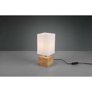 Woody lampada da tavolo base legno naturale e paralume bianco h. 30cm r50171030