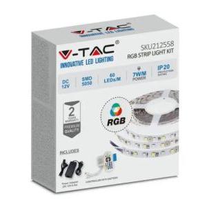 Set striscia led  212558 vt-5050 -5 metri 12v ip20 rgb