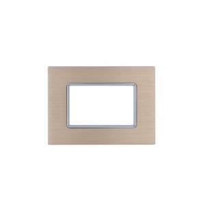 Placca tecnopolimero gem compatibile  plana 14653.22 3 moduli champagne - 6003-13