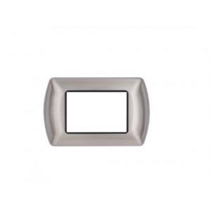 Placca metallo art compatibile bticino livinglight l4803te 3moduli argento - 8803-05