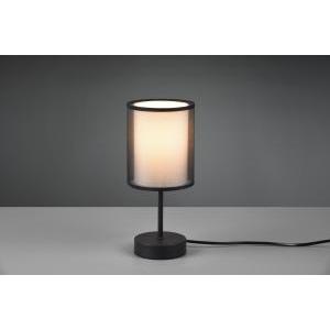 Burton lampada da tavolo metallo nero paralume bianco e diffusore esterno traforato nero h. 29cm