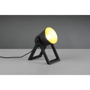 Marc lampada da tavolo con piedi di legno diffusore metallo nero e oro h. 21cm