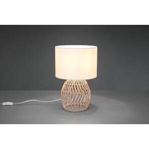 Rike lampada da tavolo base in rattan naturale con paralume bianco h. 38cm