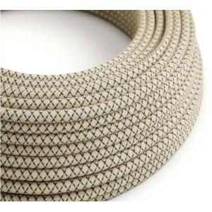 Cavo tessile al metro creative-cables grigio antracite e beige losanga 2x0,75mm -xz2rd64
