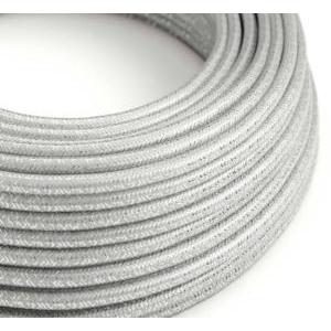 Cavo tessile al metro creative-cables effetto seta argento lucido glitterato rl02 2x075mm - xz2rl02