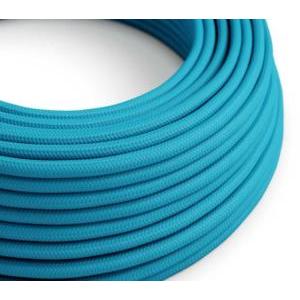 Cavo tessile al metro creative-cables effetto seta blu ciano lucido rm11 2x0,75mm - xz2rm11
