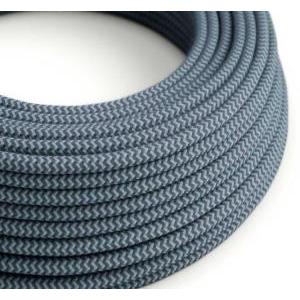 Cavo tessile al metro creative-cables in cotone grigio pietra e blu rz25 2x0,75mm - xz2rz25