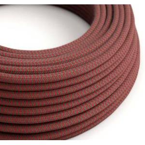 Cavo tessile al metro creative-cables in cotone rosso fuoco e grigio rz28 2x0,75mm -xz2rz28