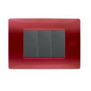 Flexa placca tecnopolimero 3 moduli colore rosso 11803.rs