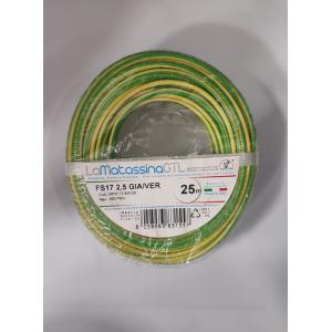 Cavo unifilare fs17  2,5mm 25 metri giallo verde- mfs172,5gv25