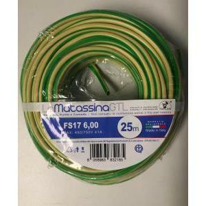 25mt fs17 unipolare 6mm colore giallo verde mfs176gv25