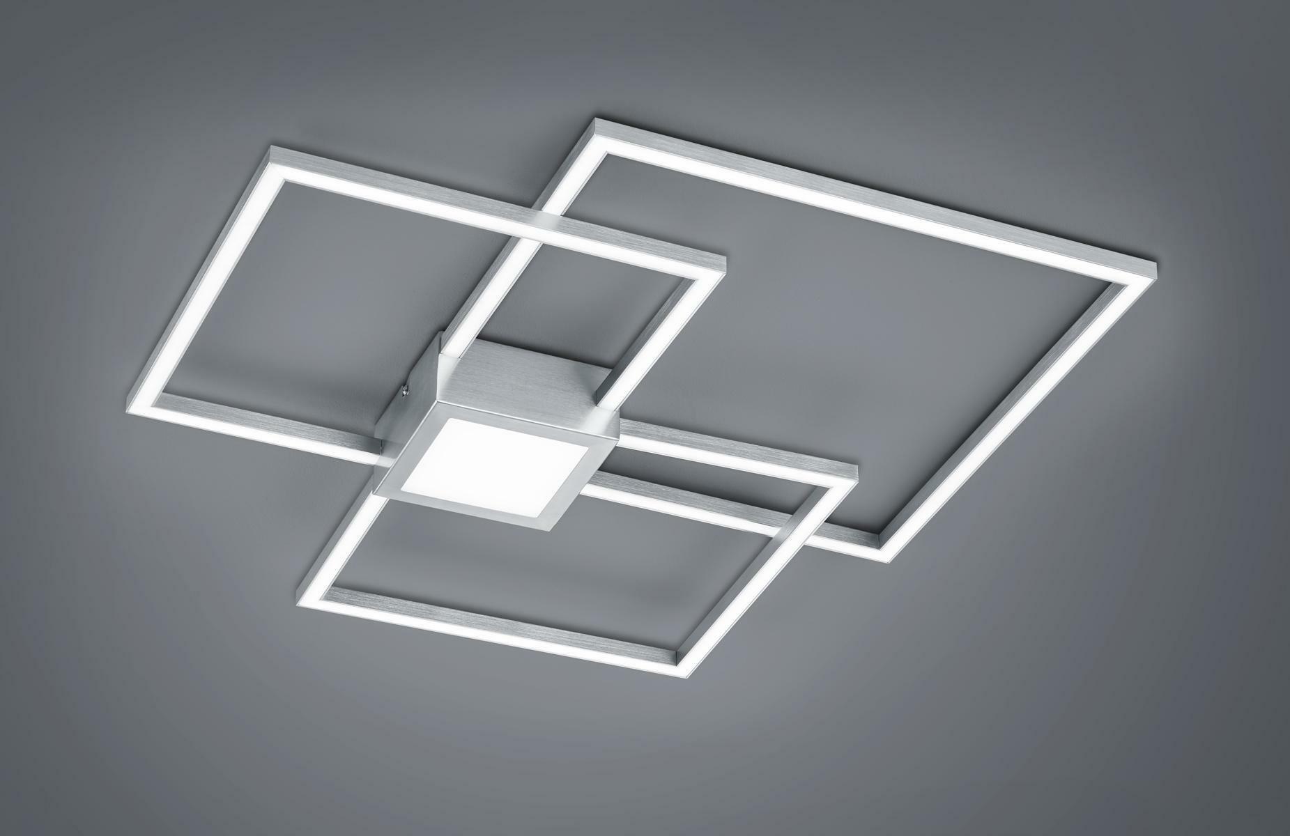 trio lighting hydra plafoniera led metallo acciaio triplo quadrato+luce centrale dimmerabile con interr. l. 66x66cm 676210407