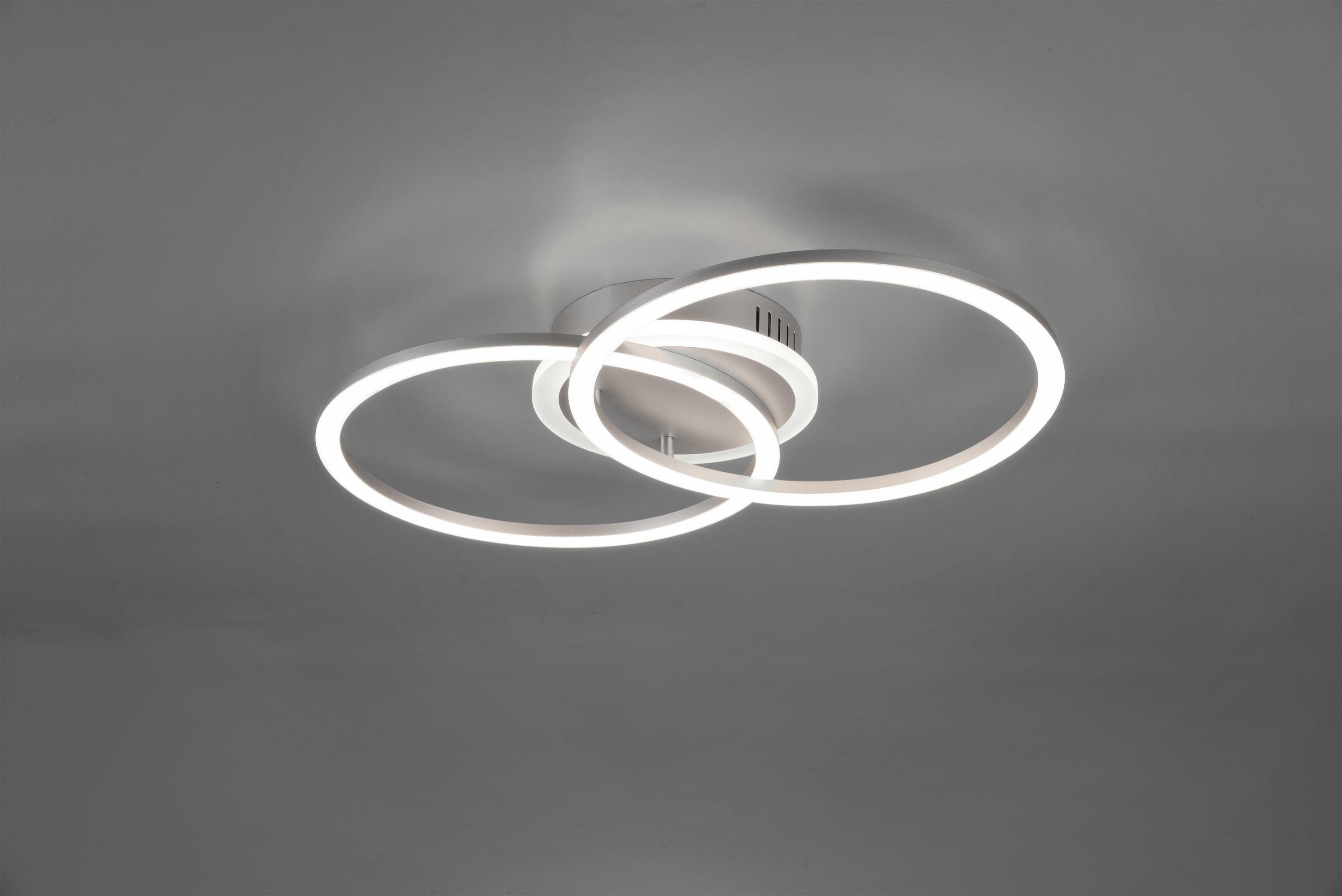 trio lighting venida plafoniera led doppio cerchio alluminio con luce centrale regolazione intensita' interruttore l.50cm r62783187
