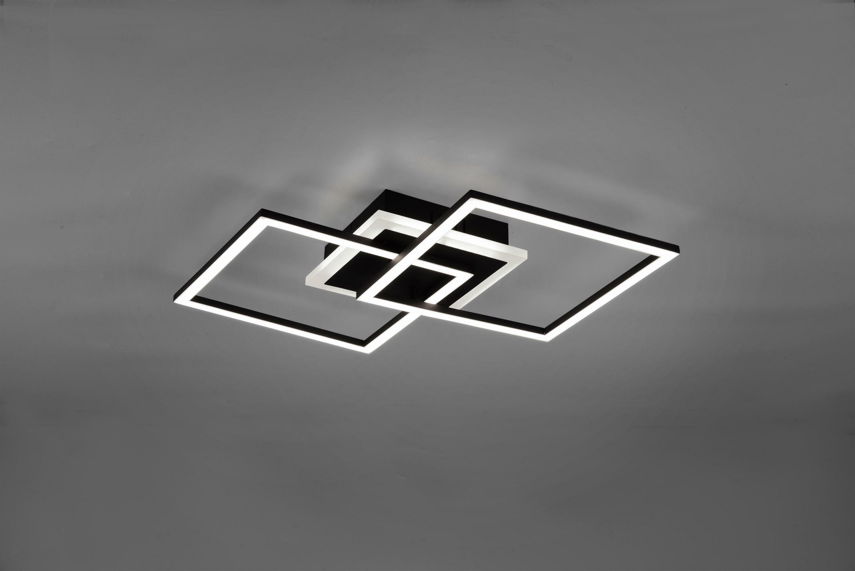 trio lighting venida plafoniera led doppio quadrato nero opaco con luce centrale regolazione intensita' interruttore l.58cm r62793132