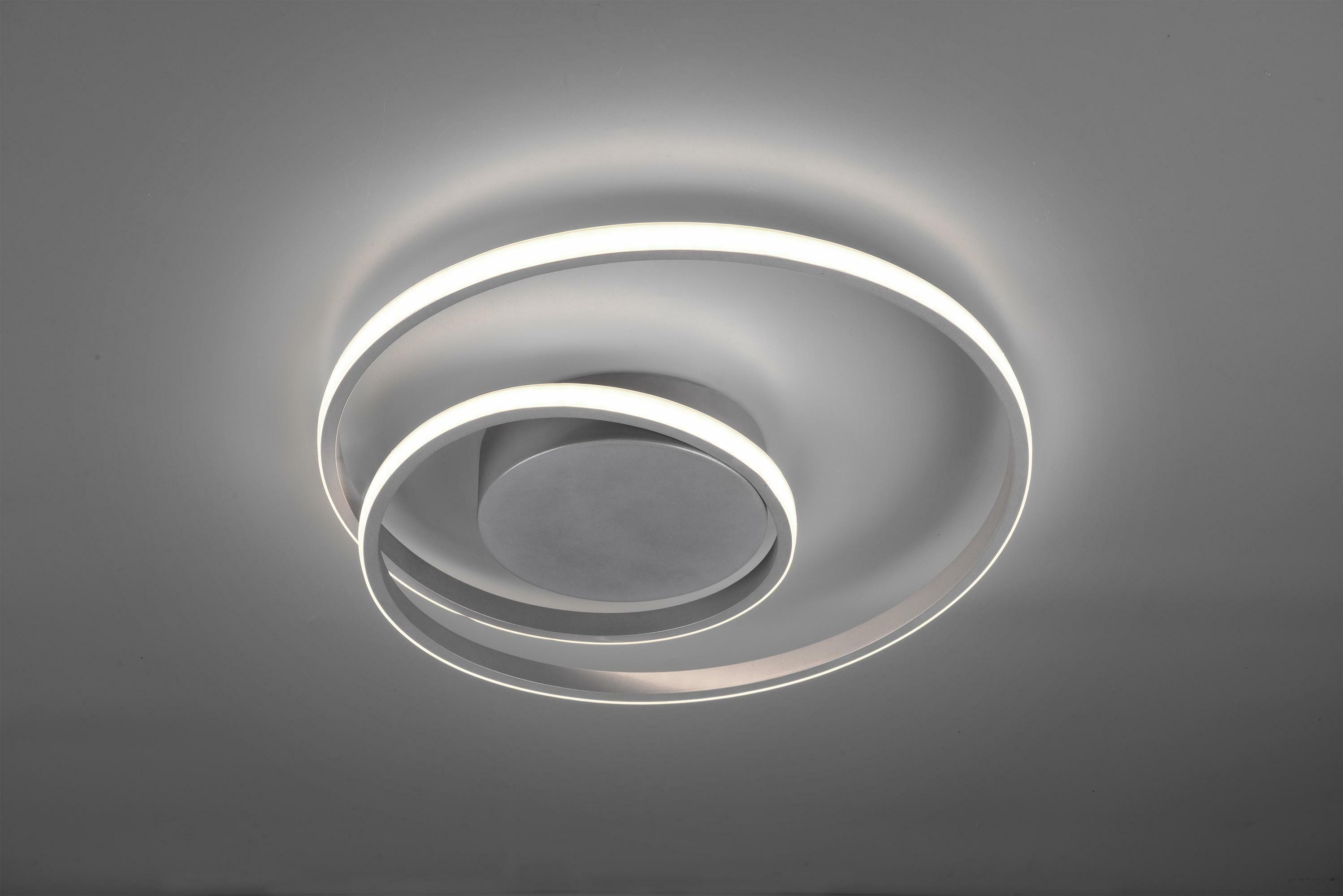 trio lighting zibal plafoniera led spirale alluminio con regolazione intensita' interruttore d.40cm r62911187