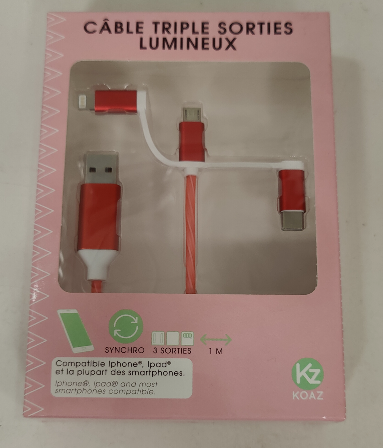 Cavo adattatore USB 3 in 1 La Chaise Longue da 1m rosso - 40-2D-015 01