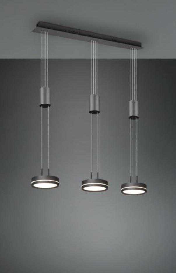 trio lighting sospensione franklin trio lighting 326510342 - in alluminio antracite con 3 led