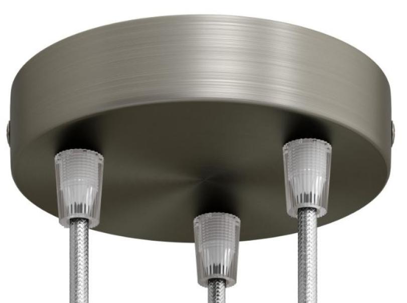 Kit rosone cilindrico Creative-Cables 3 fori diametro 12cm-titanio satinato- KRM573FTIS 01