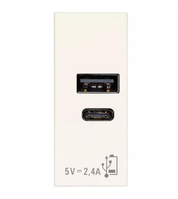 Alimentatore Usb Vimar Linea A+C 5V 2,4A bianco - 30292.ACB 01