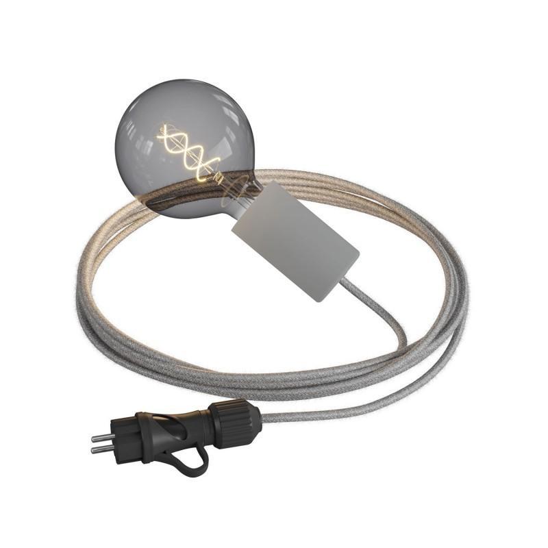 Lampada portatile Creative-cables Snake Eiva - per esterni 5 m cavo tessile portalampada e spina IP65 PSEEL01GGSN02 01
