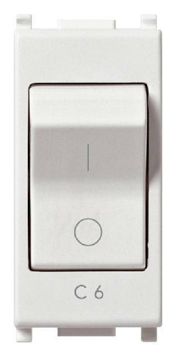 vimar vimar plana interruttore automatico magnetotermico 1 polo + neutro c6 colore bianco 14405.06