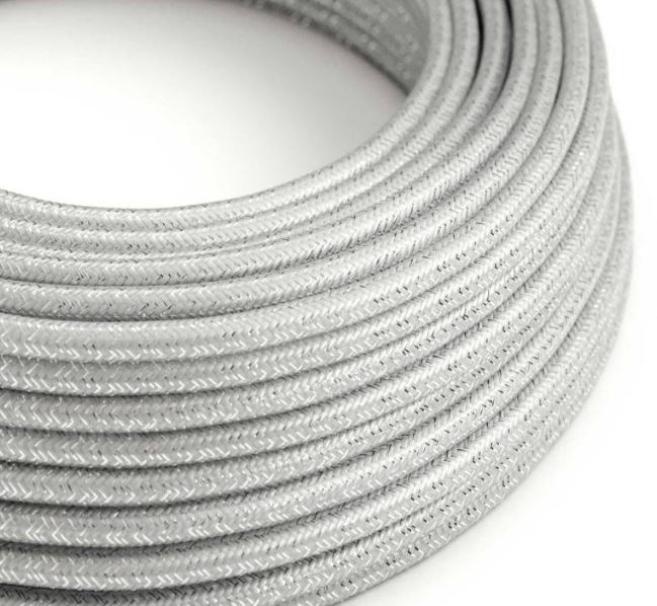Cavo tessile al metro Creative-Cables argento lucido glitterato RL02 2x075mm - XZ2RL02 01