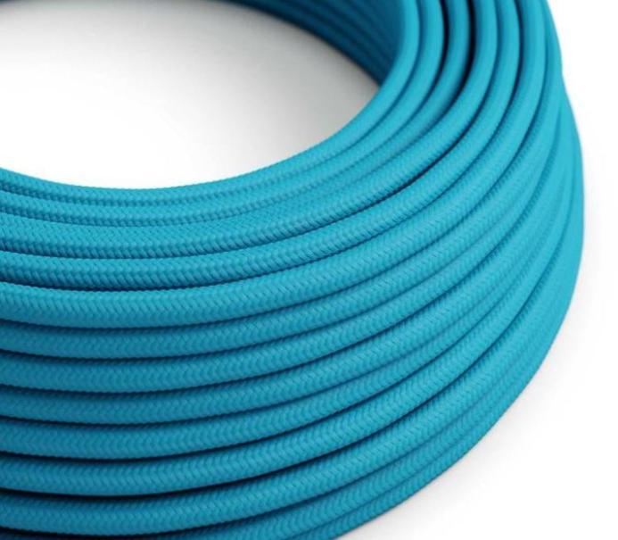 Cavo tessile al metro Creative-Cables blu ciano lucido RM11 2x0,75mm - XZ2RM11 01