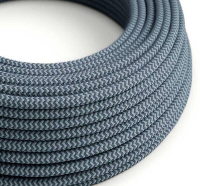 Cavo tessile al metro Creative-Cables in cotone grigio pietra e blu RZ25 2x0,75mm - XZ2RZ25 01