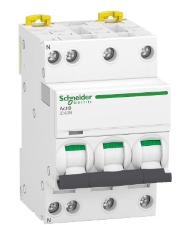 Interruttore magnetotermico Schneider Electric Acti9 iC40N 3P+N 10A 6000A curva C -A9P54710 01