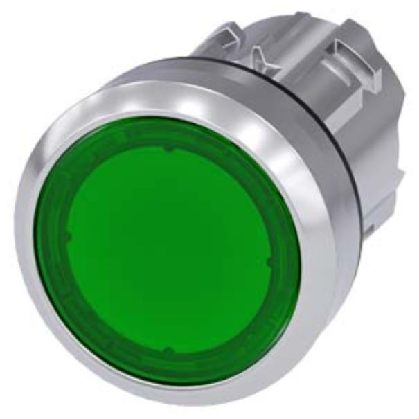 Pulsante piatto luminoso Siemens 22mm verde - 3SU10510AB400AA0 01