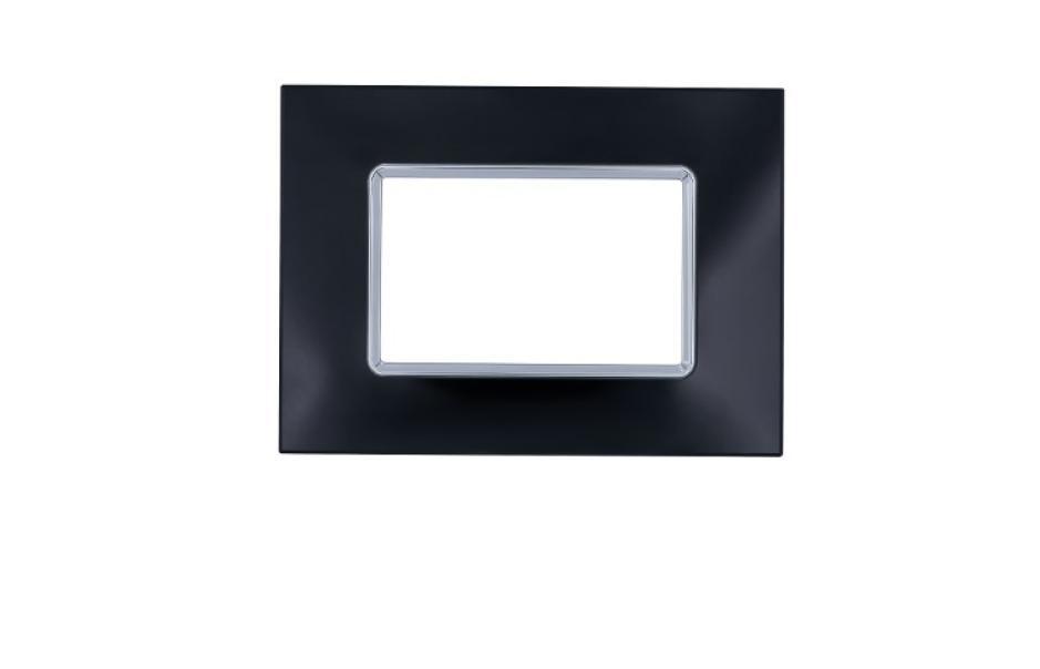 Placca di vetro 3 moduli Mapam Gem compatibile con Vimar Plana nero - 6003BL-2 01