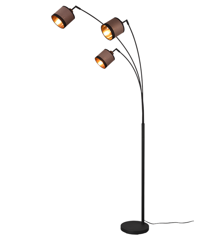 Lampada da terra Trio Lighting Davos 3xE14 max 28W nero opaco taupe - R41553041 01