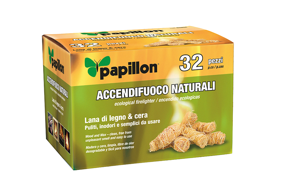 Accendifuoco Papillon in lana di legno e cera 32pz - C020302024 01