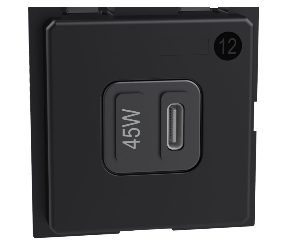 Presa USB-C Bticino Livingnow 45W 2 moduli nero K4288C2 - K4294C 01