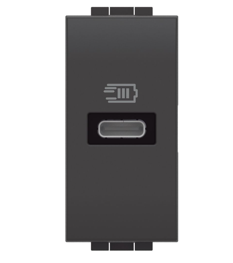 Presa USB-C Bticino Living Light 20W 1 modulo nero - L4192C 01