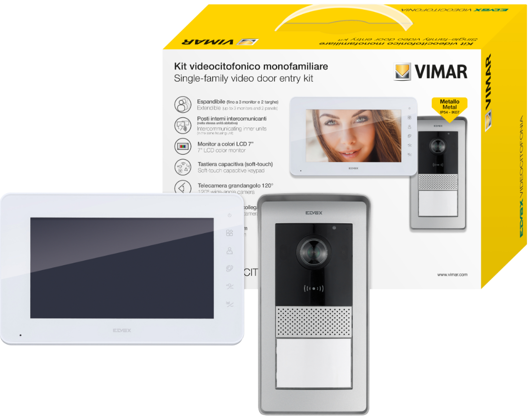 Kit videocitofonico Vimar Elvox posto esterno+monitor+alimentatore - K42930 01