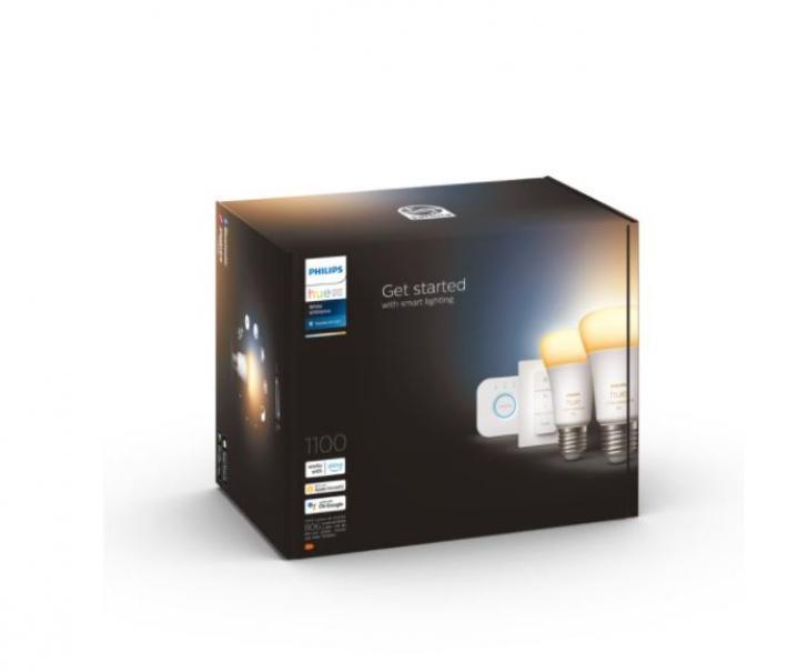 philips hue philips hue starter kit 2 lampadine e27 8w + bridge + dimmer switch 929002468406  29181200