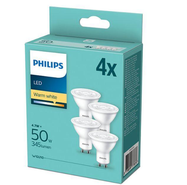 philips consumer lampadina led philips consumer legu1050dis4prr 929001250434-4 pezzi-gu10 4,7w 2700k