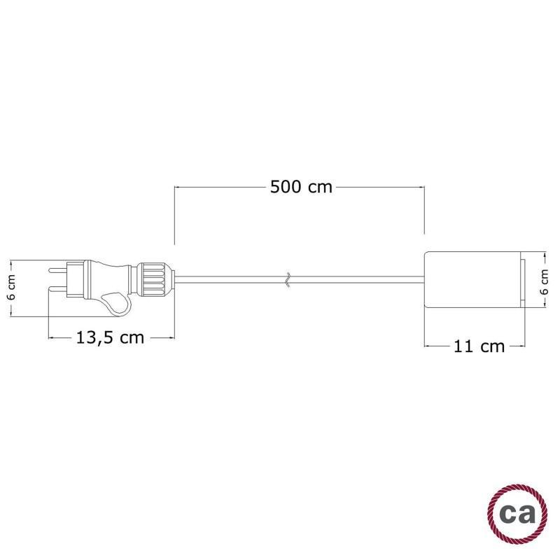 Lampada portatile Creative-cables Snake Eiva - per esterni 5 m cavo tessile portalampada e spina IP65 PSEEL01GGSN02 02