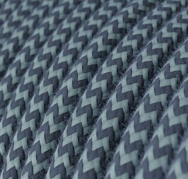 Cavo tessile al metro Creative-Cables in cotone grigio pietra e blu RZ25 2x0,75mm - XZ2RZ25 02