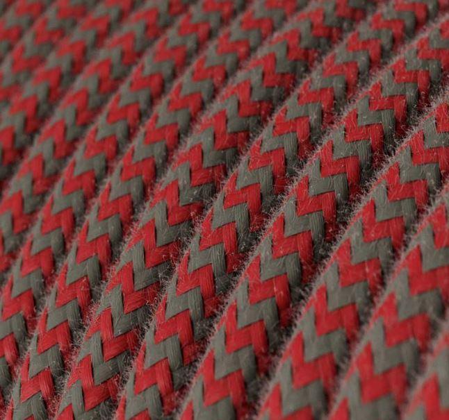 Cavo tessile al metro Creative-Cables in cotone rosso fuoco e grigio RZ28 2x0,75mm -XZ2RZ28 02