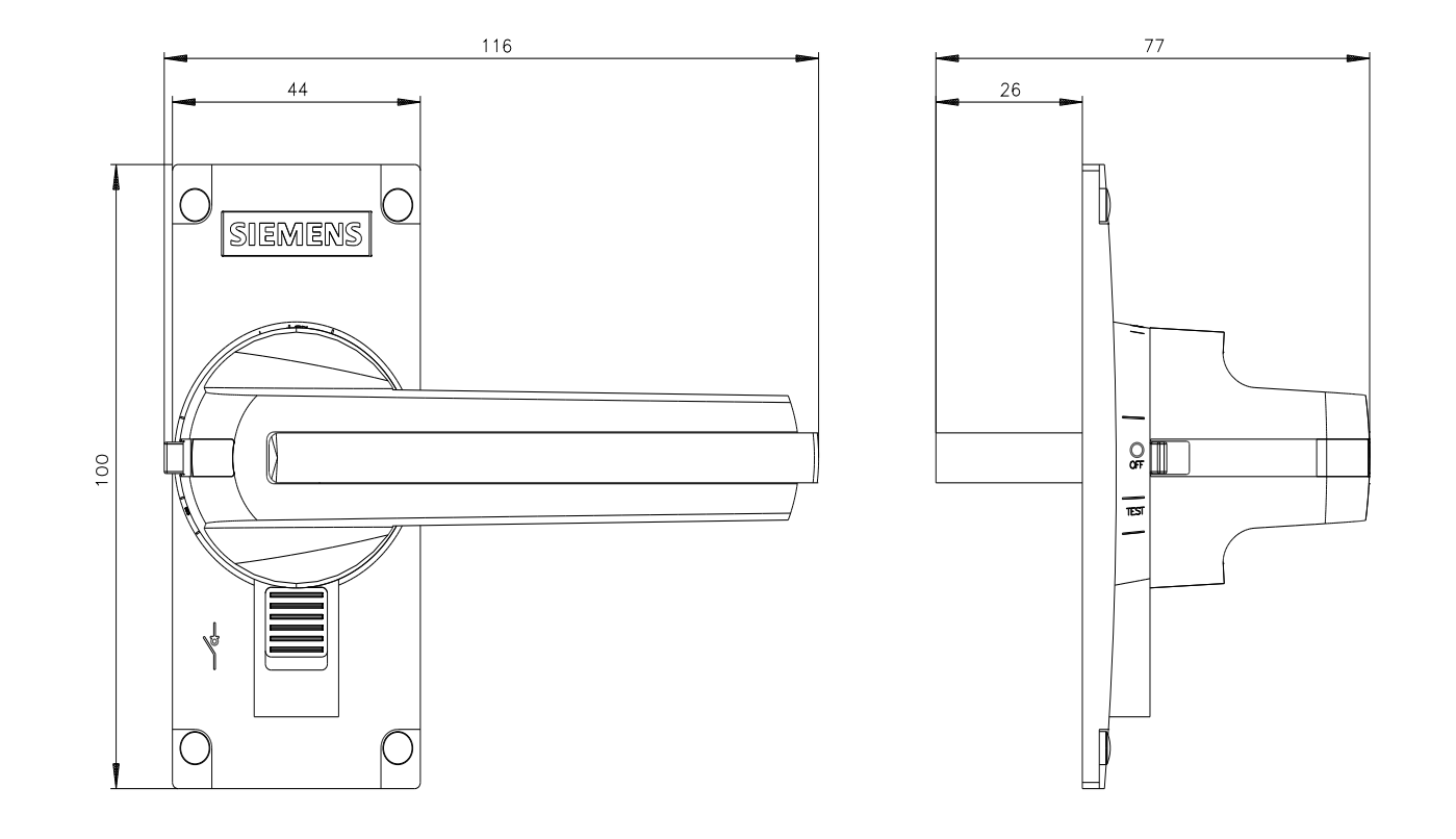 Maniglia per sezionatori sottocarico Siemens 100x116x77mm grigio - 3KD93011 02