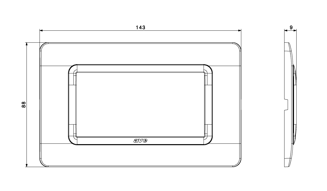 Placca per scatola rettangolare AVE Tecnopolimero S44 4 moduli bianco - 44PY04B 02