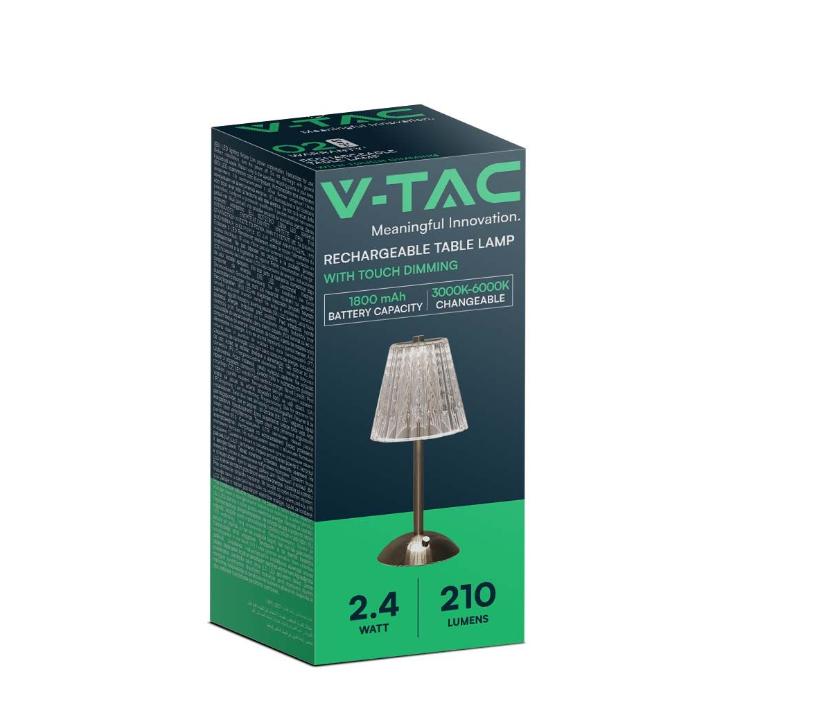 Lampada da tavolo led V-tac ricaricabile 3W 3IN1 nichel sabbia VT-1033 -  10327 02